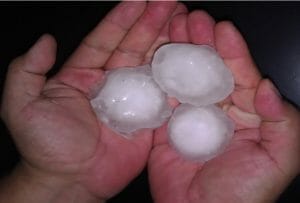 hail stones impacted Stetson Hills