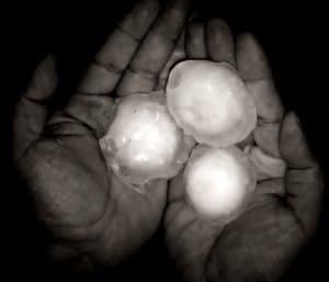 3 large hail stones